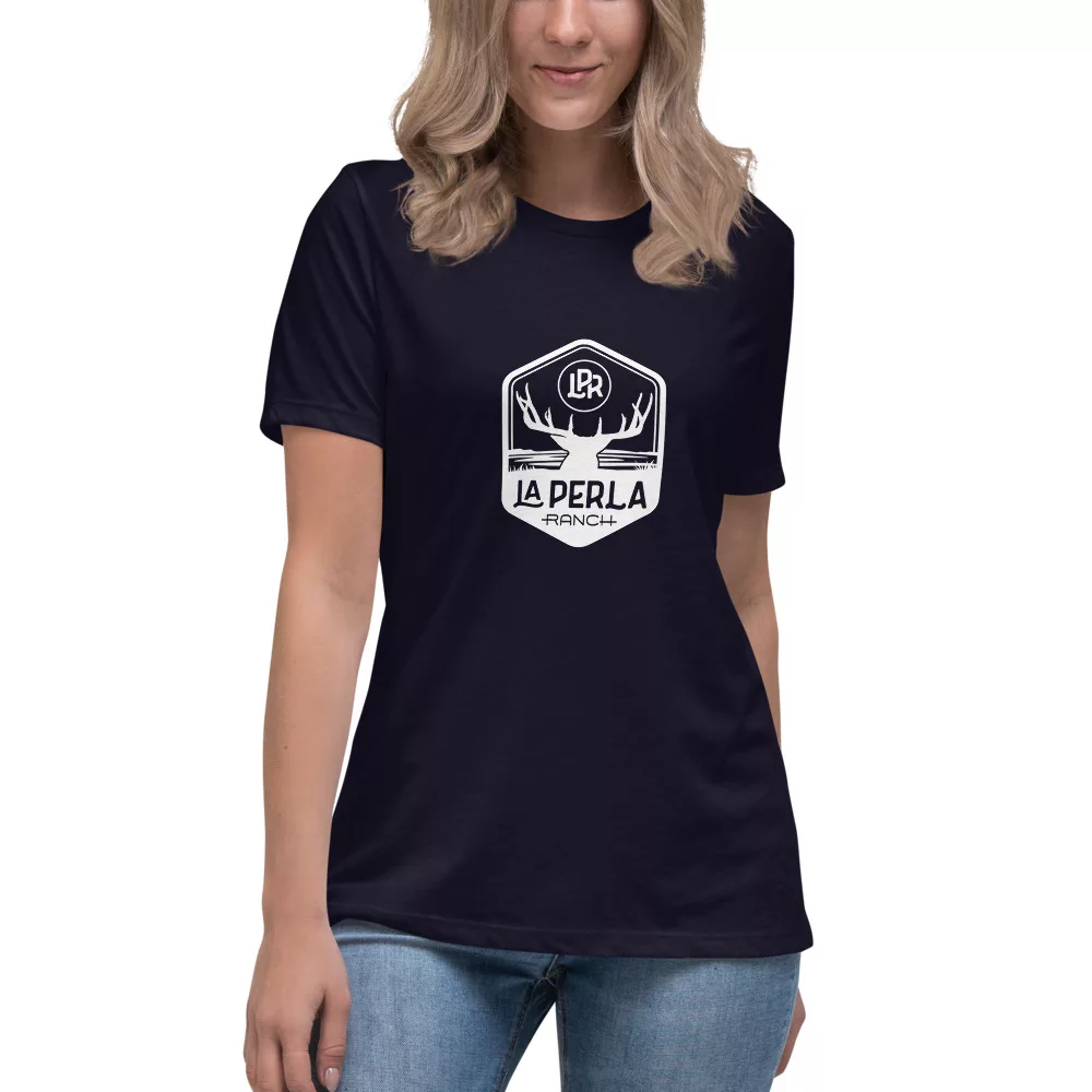QtAzKFbD womens relaxed t shirt navy front 61c10fd284fd2 La Perla Ranch Women's Relaxed T-Shirt - Image 2